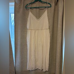 H&M White Eyelet Slip Dress with Scalloped Neckline